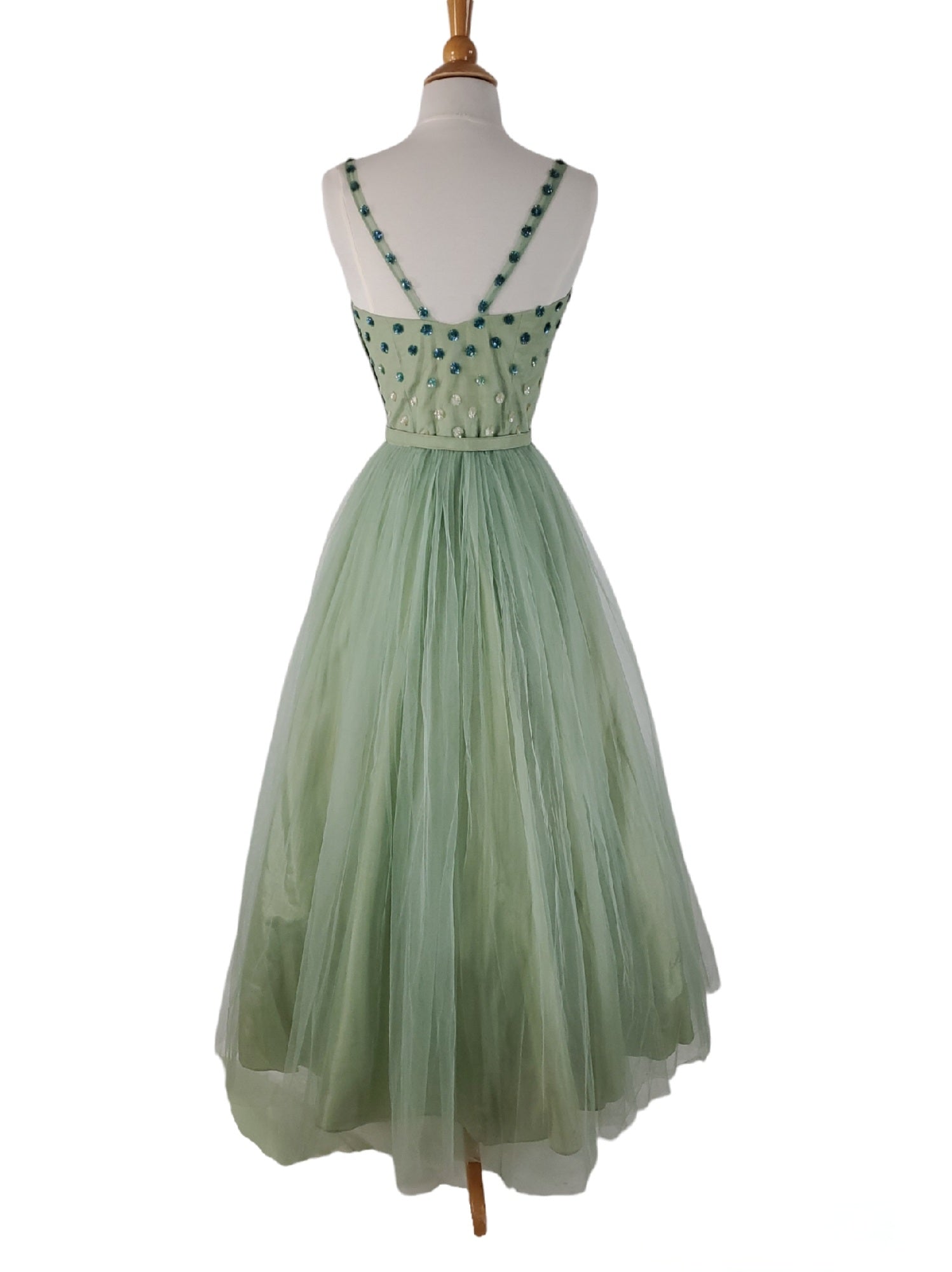 40s/50s Seafoam Green Tulle Ball Gown + Wrap - sm, med Better Dresses Vintage 40s/50s Seafoam Green Tulle Ball Gown + Wrap - sm, med Better Dresses Vintage