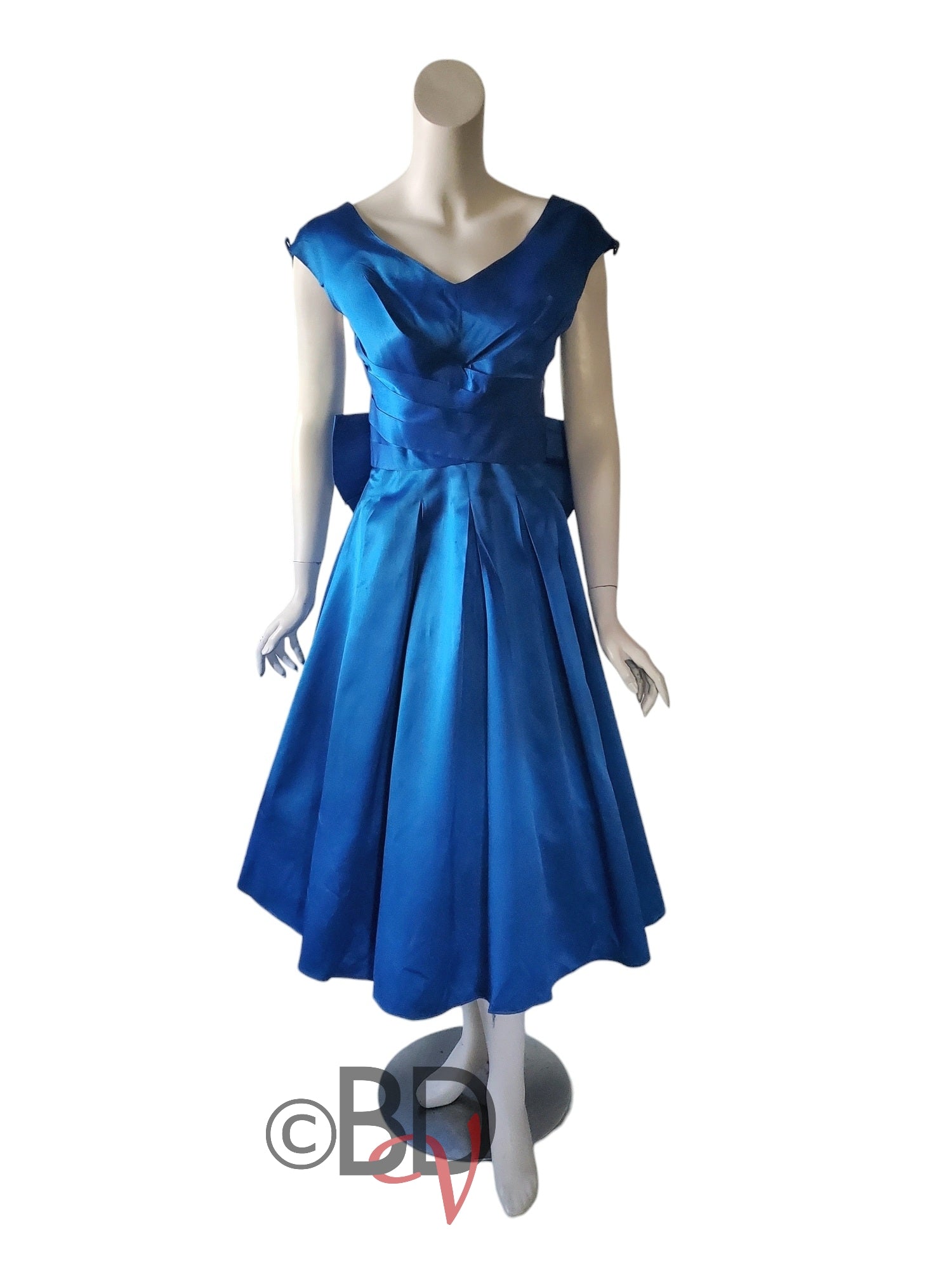 50s Party Dress in Brilliant Blue Satin Better Dresses Vintage 50s Party Dress in Brilliant Blue Satin Better Dresses Vintage