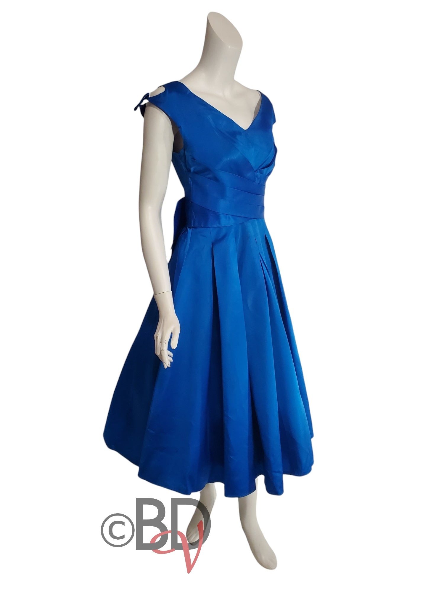 50s Party Dress in Brilliant Blue Satin Better Dresses Vintage 50s Party Dress in Brilliant Blue Satin Better Dresses Vintage