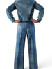 80s Acid Wash Studded Denim Pantsuit, back view