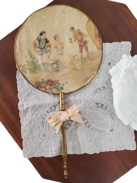 Antique French Fireside Face Screen Hand Fan