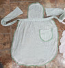 Full view of antique green pin apron