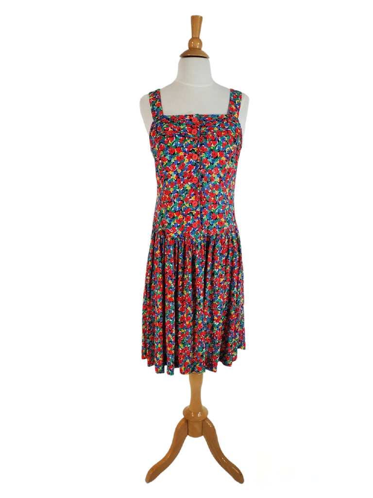 80s bright floral sundress