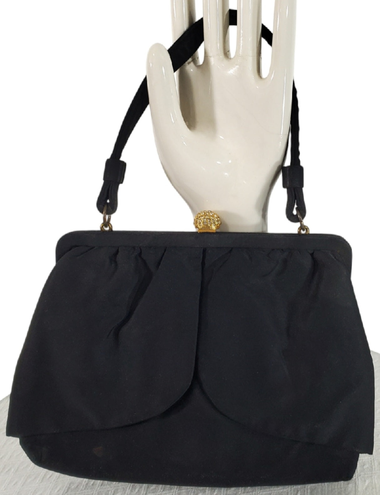 50s Black Satin Frame Purse – Better Dresses Vintage