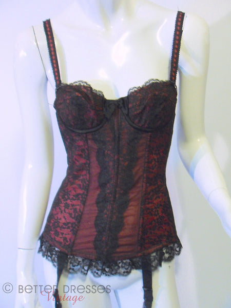 50s Triumph Red and Black Bustier - front