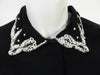 50s Black Beaded Collar Wool Blouse