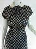 Ensemble robe et manteau des années 50 en laine rayonne marine par Georgette