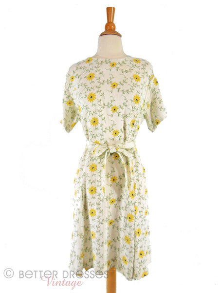 60s Daisy Scooter Belted Shift Dress - front