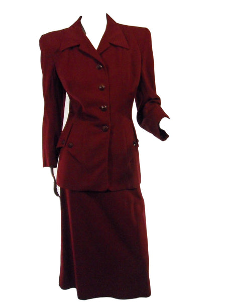40s Burgundy Wool Suit