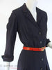 40s Navy Rayon Day Dress - close view