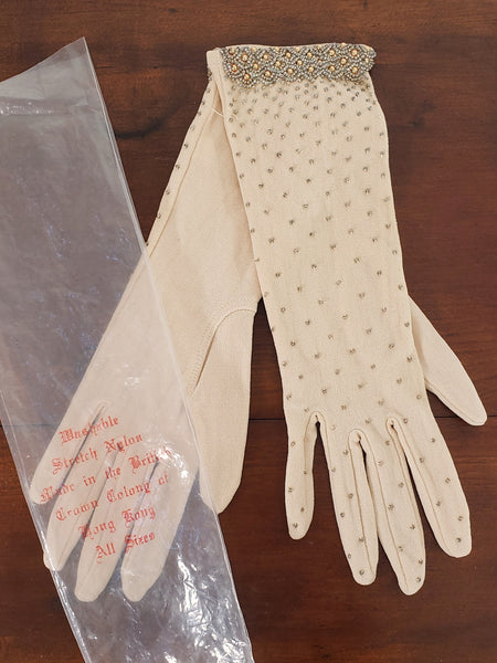 50s 60s beaded gloves