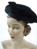 40s Black Grosgrain Beret Hat