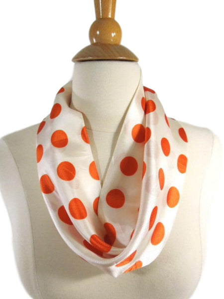 60s Mod Orange Polka Dot Infinity Scarf