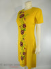 60s Yellow Embroidered Irish Linen Shift Dress