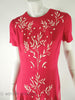 60s Raspberry Pink Embroidered Irish Linen Shift Dress