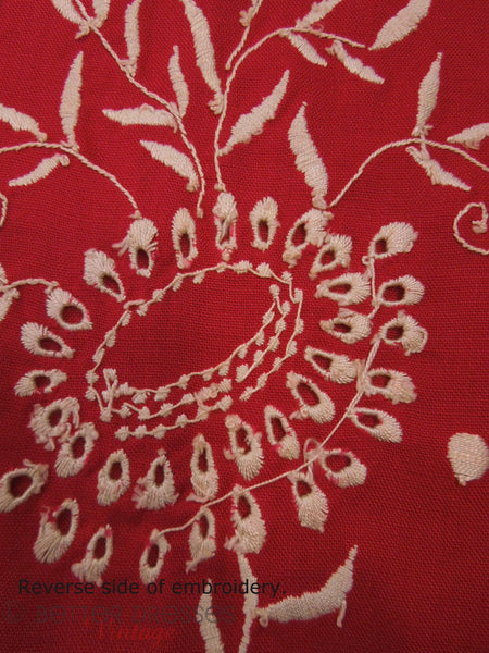 60s Raspberry Pink Embroidered Irish Linen Shift Dress