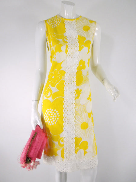 60s Yellow Daisy Shift Dress