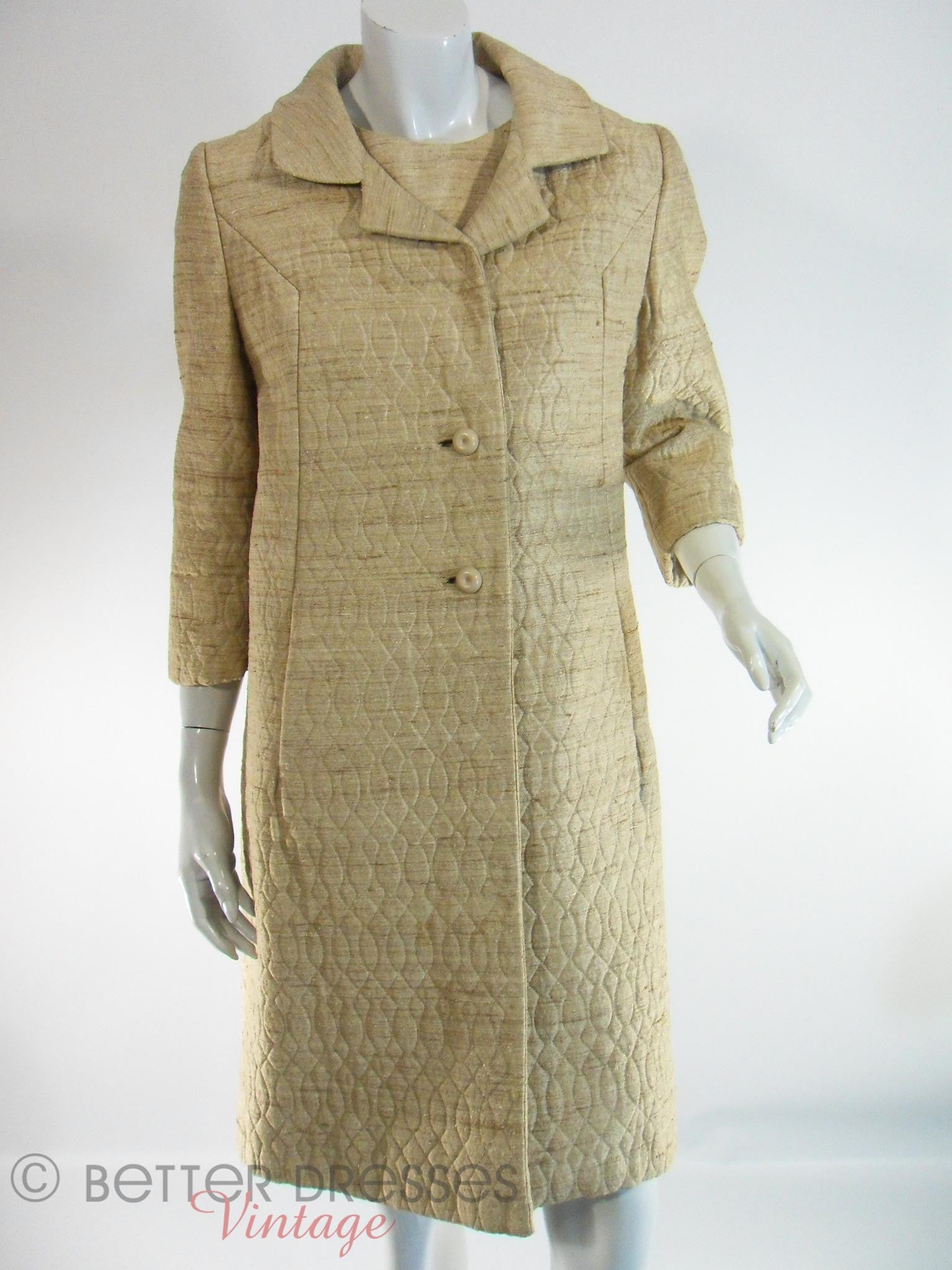 Vintage 60s Gold Dress & Coat Set Jackie O Style by Dan Millstein