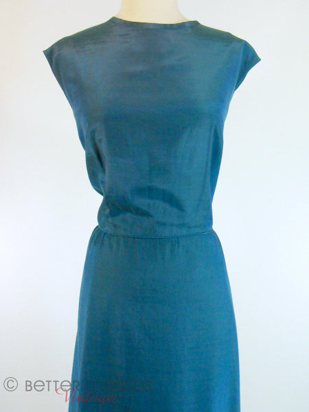 60s Iridescent Blue Slim Gown