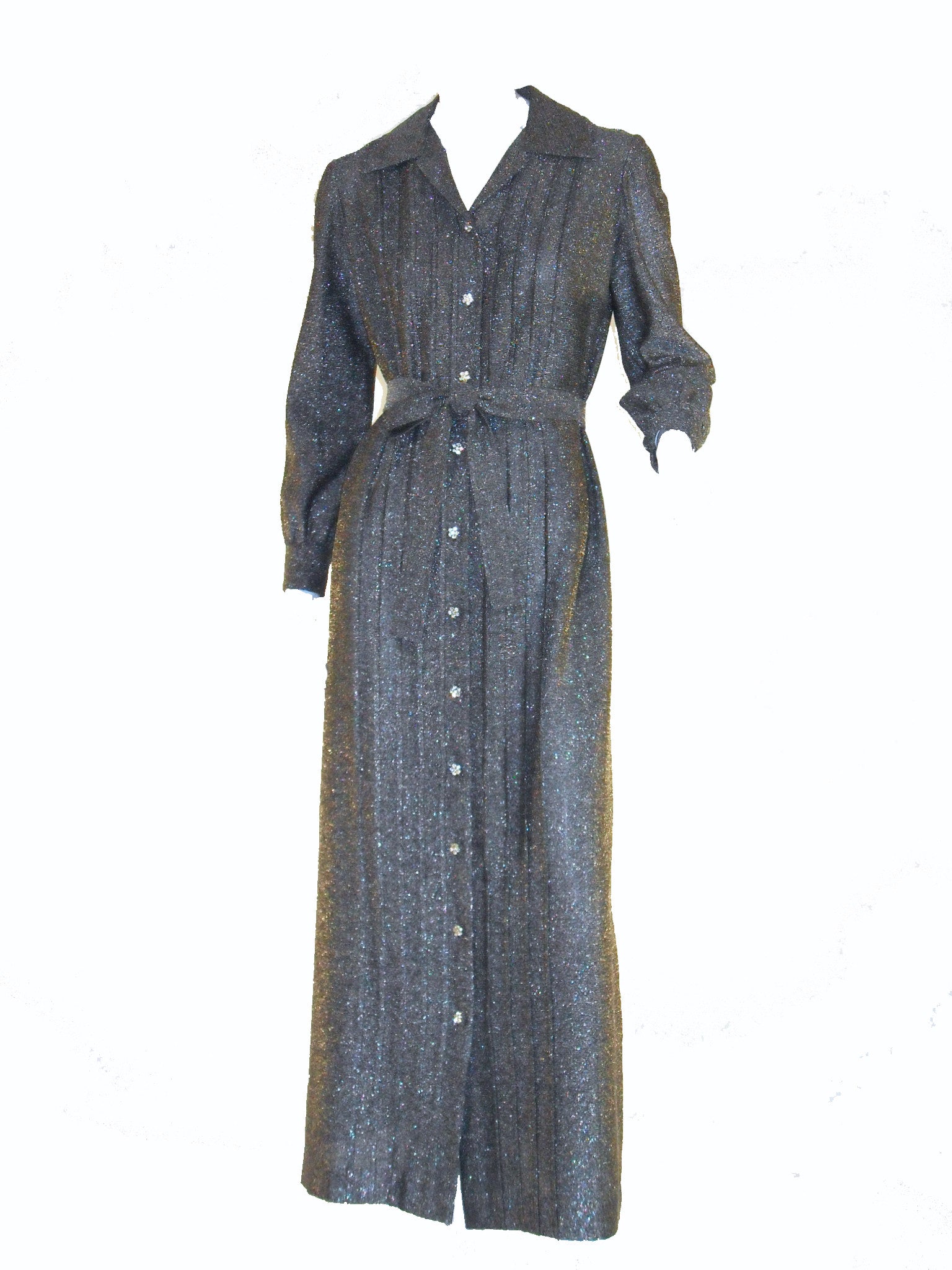 Vintage 70s Silver Metallic Knit Hostess Maxi Dress by Leslie Fay – Better Dresses Vintage Vintage 70s Silver Metallic Knit Hostess Maxi Dress by Leslie Fay – Better Dresses Vintage