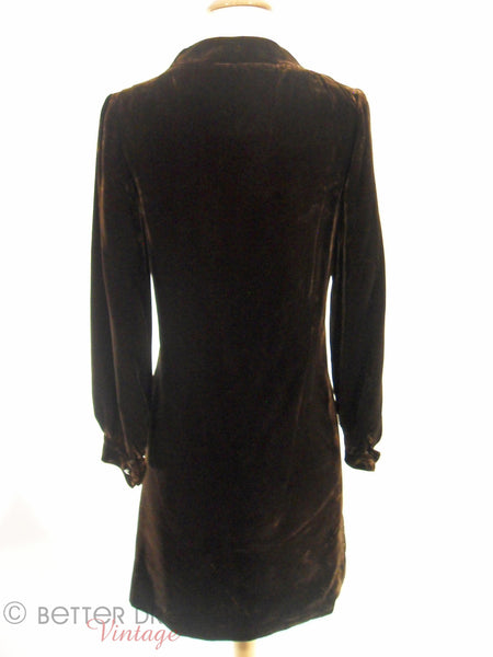 60s/70s Brown Velvet Mini With Rhinestone Zipper - back