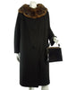 60s Black Cashmere Coat With Mink Collar