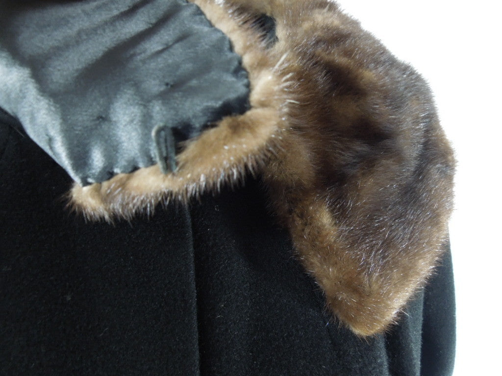 60s Black Cashmere Winter Coat with Mink Collar – Better Dresses Vintage