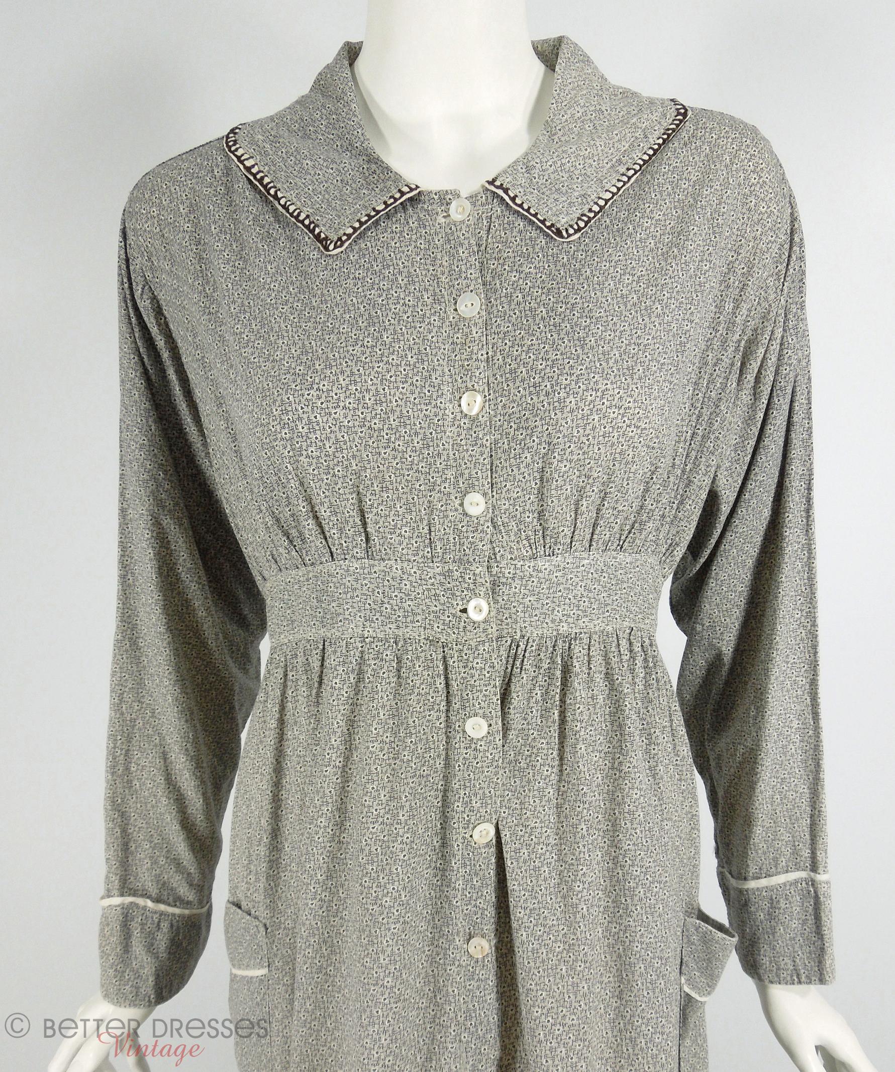 1910s House Dress Cotton Calico Gray Titanic Era Dress - med, lg Better Dresses Vintage 1910s House Dress Cotton Calico Gray Titanic Era Dress - med, lg Better Dresses Vintage