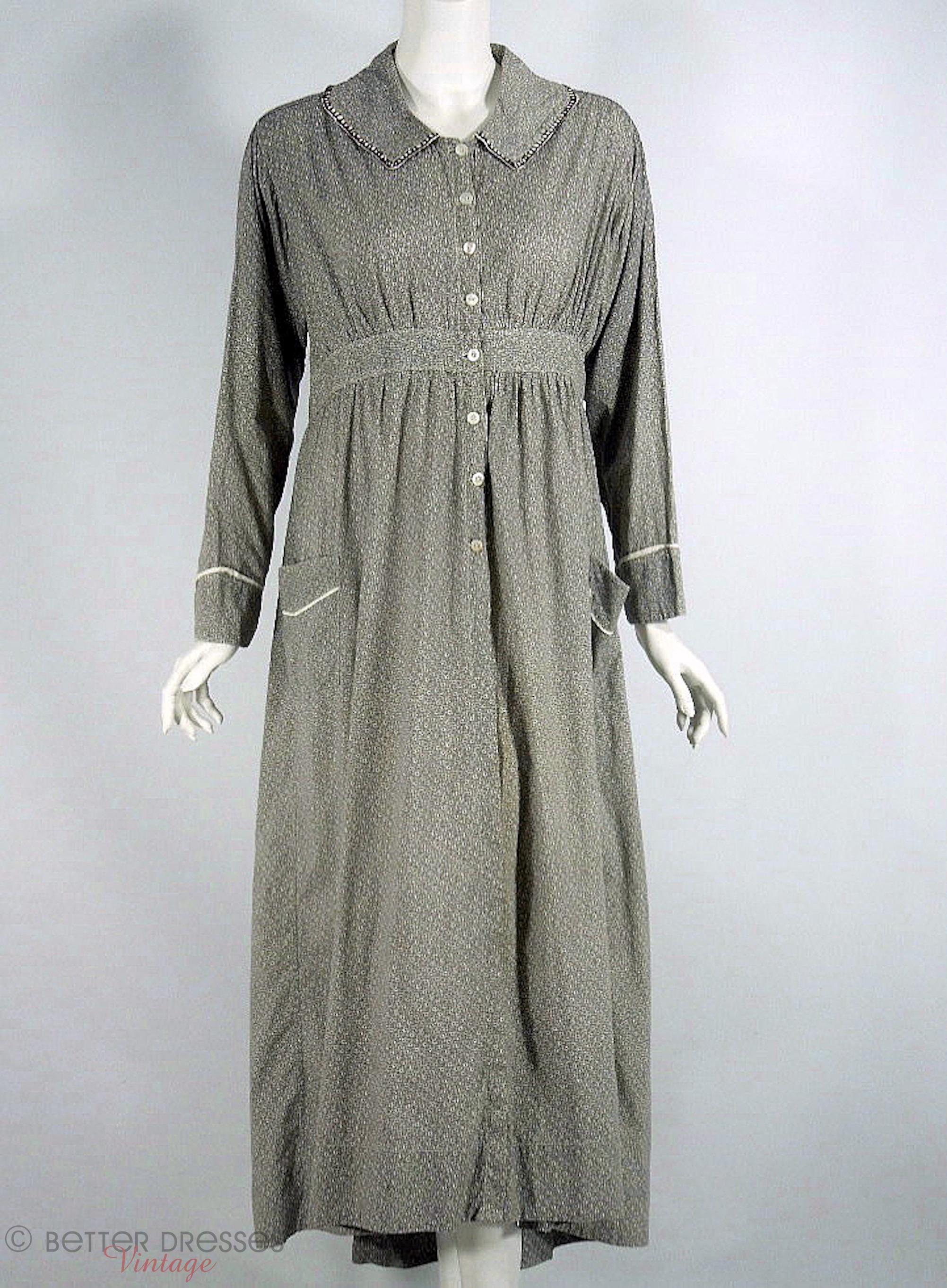 1910s House Dress Cotton Calico Gray Titanic Era Dress - med, lg Better Dresses Vintage 1910s House Dress Cotton Calico Gray Titanic Era Dress - med, lg Better Dresses Vintage
