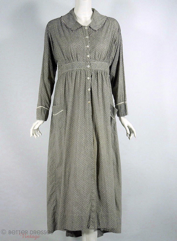 1910s Teens Cotton House Dress at Better Dresses Vintage