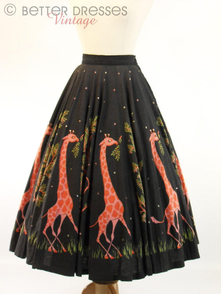 50s Giraffe Circle Skirt - full view