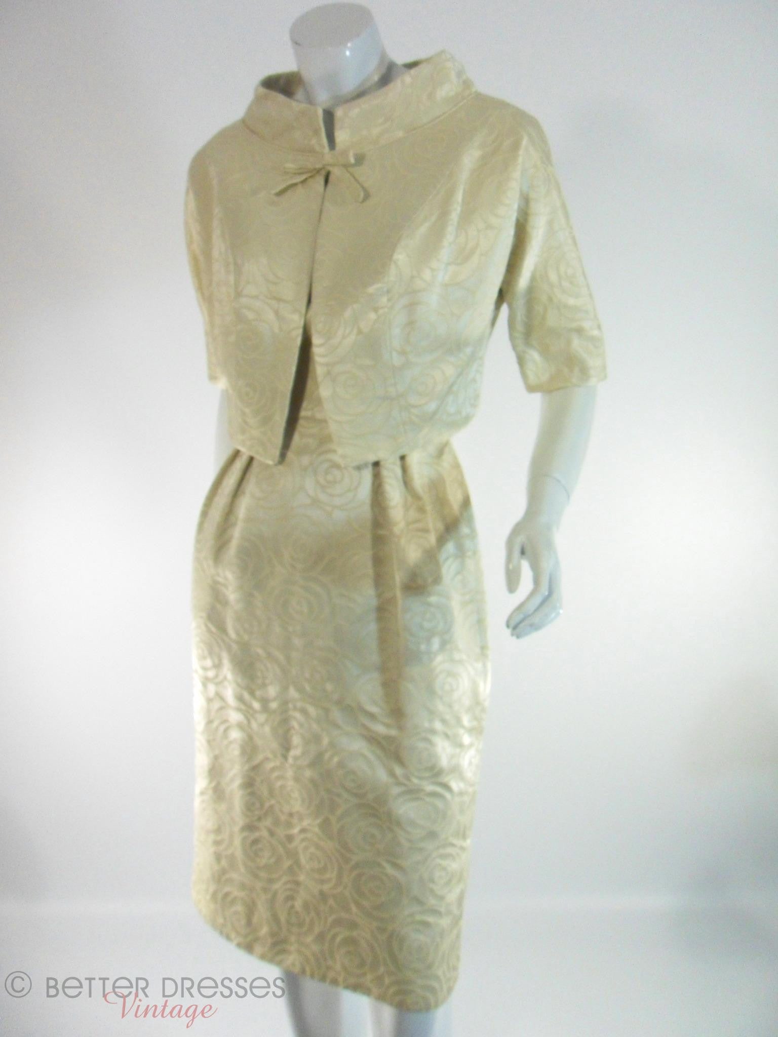 Vintage 1950s Dress and Jacket Set Ivory Brocade by Mardi Gras Better Dresses Vintage Vintage 1950s Dress and Jacket Set Ivory Brocade by Mardi Gras Better Dresses Vintage
