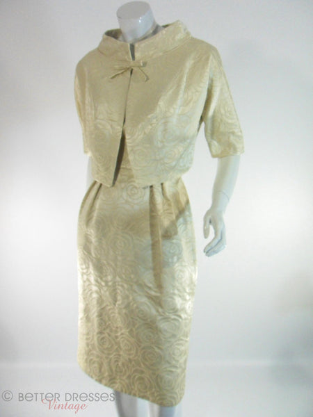 1950s Ivory Brocade Dress and Jacket Set by Mardi Gras at Better Dresses Vintage