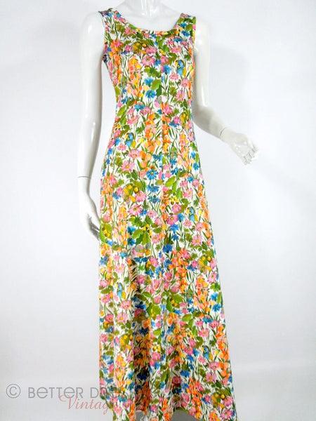 Robe Maxi Florale et Papillons Lumineux des Années 70