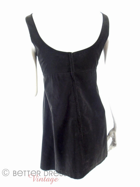 60s Black Velvet Mini Shift - back