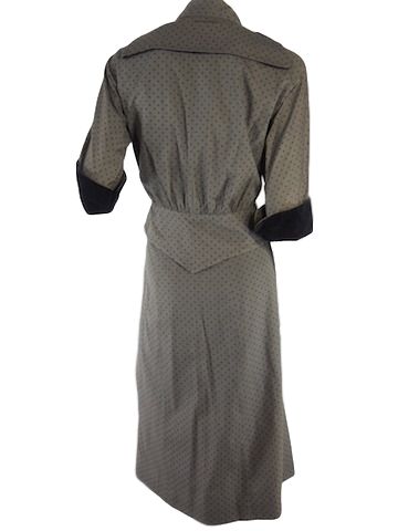 Back view of Gray Cotton 1940s Ike Clark Skirt Suit