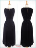 50s Black Velvet Dress - front and back without a crinoline or belt