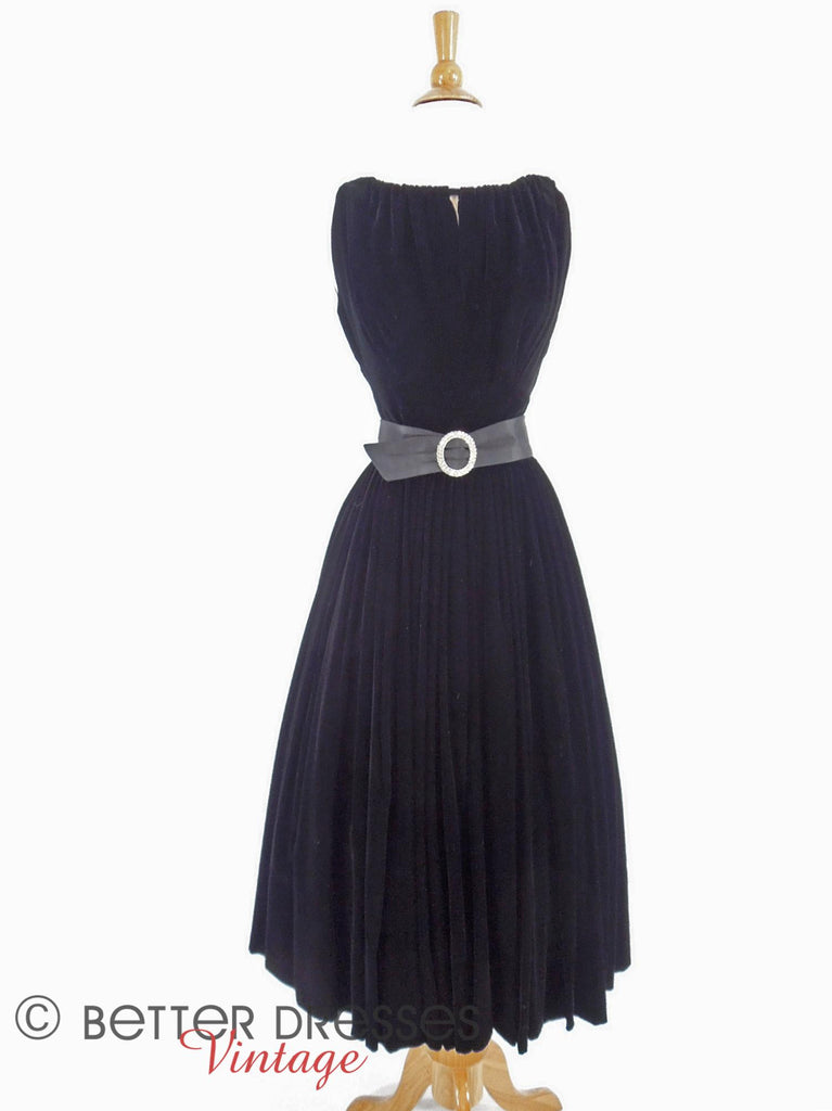 50s Black Velvet Dress