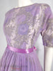 50s/60s Party Dress in Purple Floral - close view