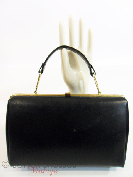 50s/60s Black Leather Frame Purse