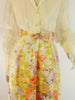 Helen Wolff Vintage 70s Maxi Hostess dress cream floral long sleeve at Better Dresses Vintage. close