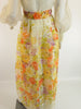 Helen Wolff Vintage 70s Maxi Hostess dress cream floral long sleeve at Better Dresses Vintage. back skirt