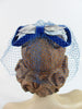 50s/60s Blue Velvet Veil Cocktail Hat