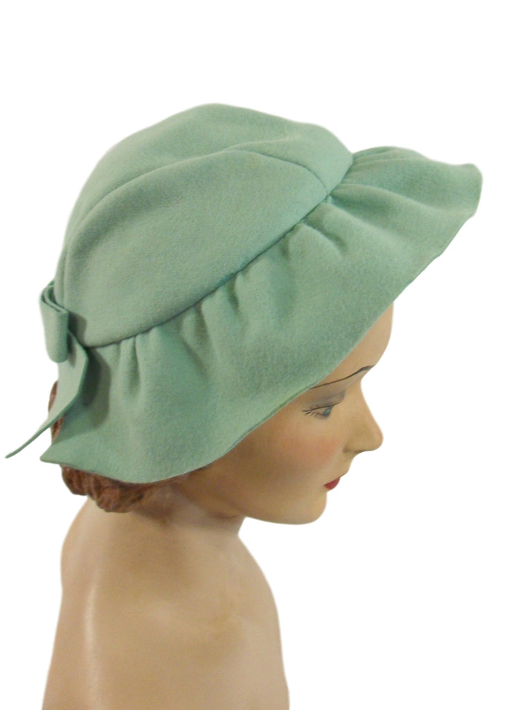 30s Hat in Aqua Wool Felt