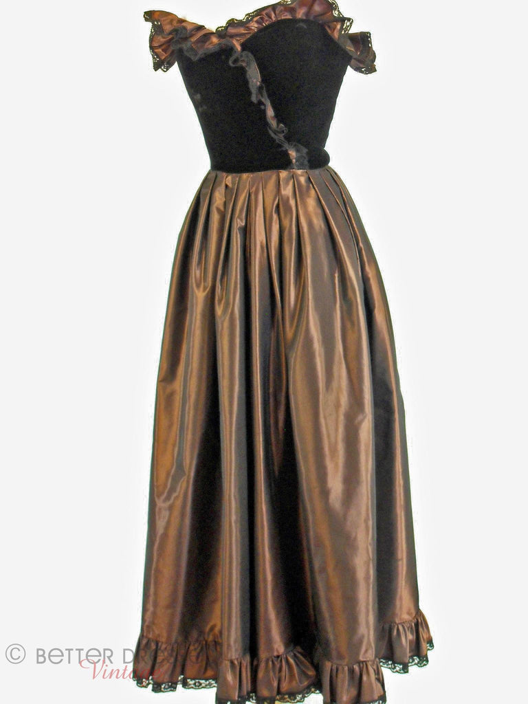 80s Velvet and Taffeta Party Dress - front view