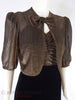 70s Black Velvet & Gold Metallic Gown - close up