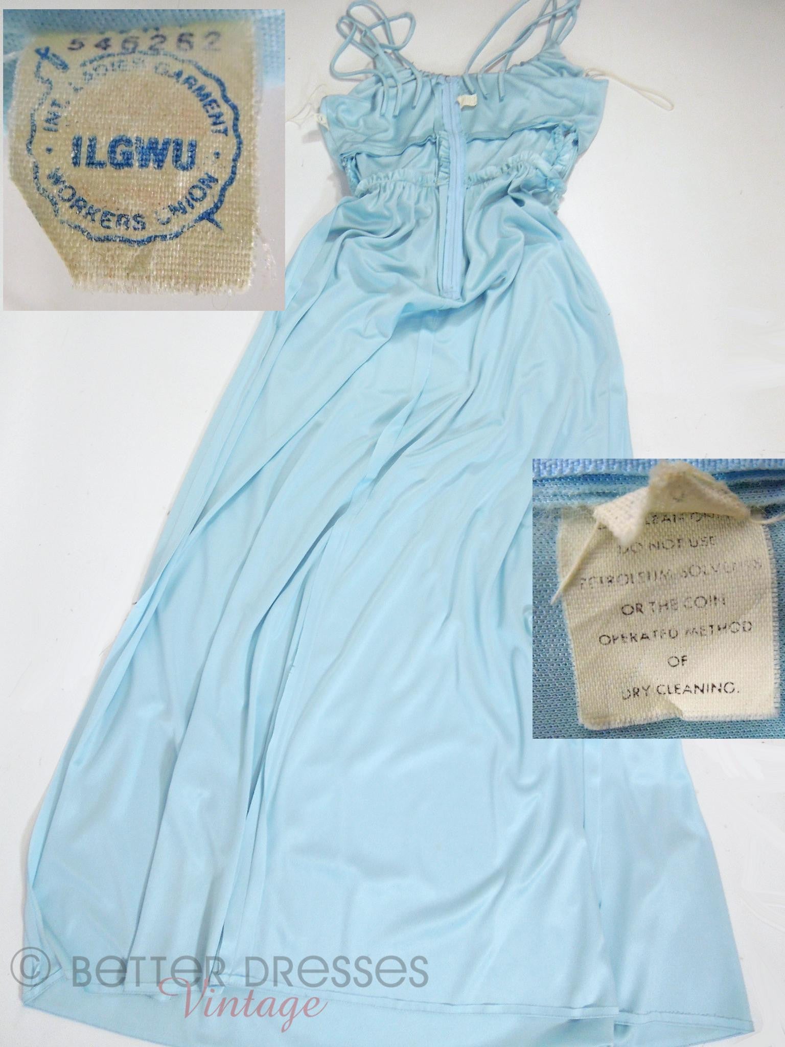 70s Light Blue Slinky Maxi Dress 70s Light Blue Slinky Maxi Dress