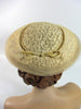 1940s 1950s Hat in Taupe Lace - back