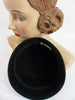 60s Black Wool Cloche Hat With Satin Bands