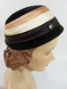 60s Black Wool Cloche Hat With Satin Bands